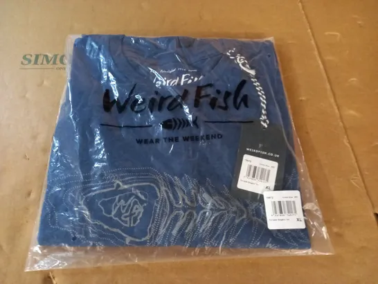 BAGGED WEIRDFISH SCRIBBLE GRAPHIC TEE IN BLUE  - XL