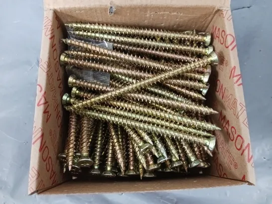 BOXED MASONMATE APPROXIMATWLY 100 ZINC YELLOW PASSIVATED 7.5x12mm COUNTERSUNK HEAD CONCRETE SCREWS - COLLECTION ONLY