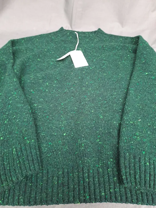 TOAST FLECKY WOOL CASHMERE SEAMLESS SWEATER IN GREEN - LARGE