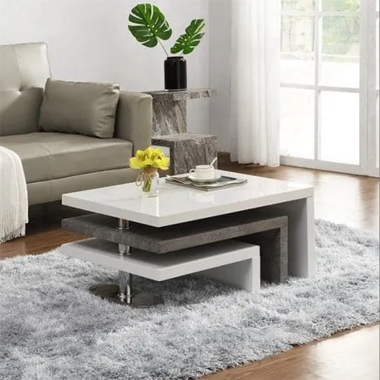 BOXED AMANI SQUARE WHITE HIGH GLOSS COFFEE TABLE (1 BOX)