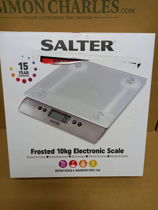 BOXED SALTER FROSTED GLASS 10KG ELECTRONIC SCALE 