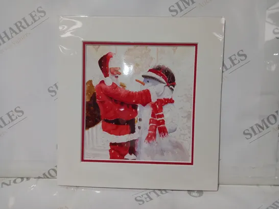 VINTAGE SANTA & SNOWMAN ART PRINT