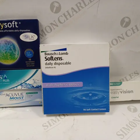 BOX OF APPROX 20 ASSORTED VISON CARE ITEMS TO INCLUDE - BAUSCH & LOMB SOFLENS DAILY DISPOSABLE - DAYSOFT 32 CONTACT LENS - SPECSAVERS EASY VISION LINARIAL ECT