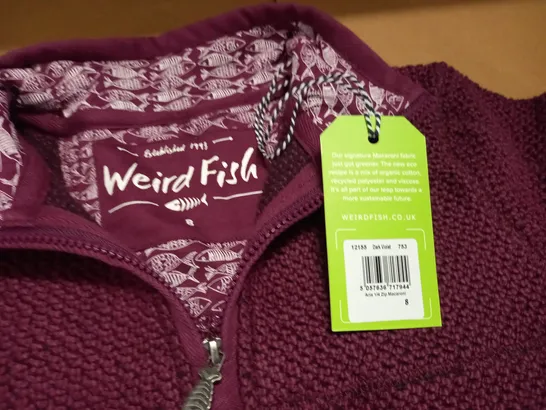 WEIRD FISH ARIA 1/4 ZIP MACARONI TOP IN DARK VIOLET 