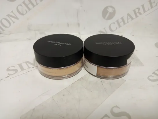 LOT OF 2 ASSORTED BAREMINERALS ORIGINAL LOOSE POWDER FOUNDATION - FAIRLY MEDIUM 03 & MEDIUM TAN 18