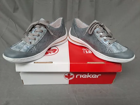 BOXED PAIR OF RIEKER SHOES IN BLUE UK SIZE 6