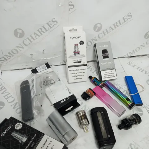 BOX OF APPROXIMATELY 10 ASSORTED E-CIG PRODUCTS TO INCLUDE ASPIRE, SMOK, VOOPOO