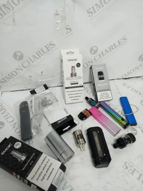 BOX OF APPROXIMATELY 10 ASSORTED E-CIG PRODUCTS TO INCLUDE ASPIRE, SMOK, VOOPOO