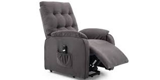 BOXED CHARCOAL FABRIC PUSHBACK RECLINING EASY CHAIR 