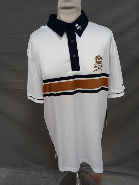 LIVGOLF CRUSHERS RETRO POLO MEN IN WHITE SIZE M