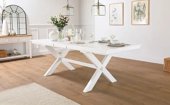 BOXED DESIGNER GRANGE EXTENDING DINING TABLE WHITE 180 -220cm (2 BOXES)