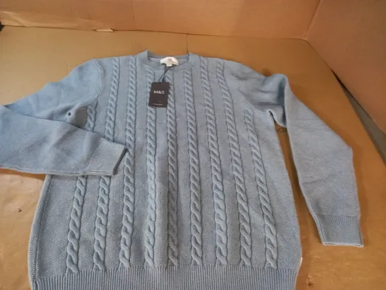 M&S COTTON BLEND JUMPER IN LIGHT BLUE - L