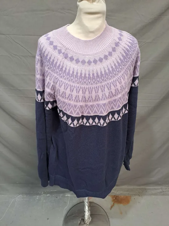 D&CO FAIR ISLE JUMPER IN NAVY/LAVENDER SIZE M