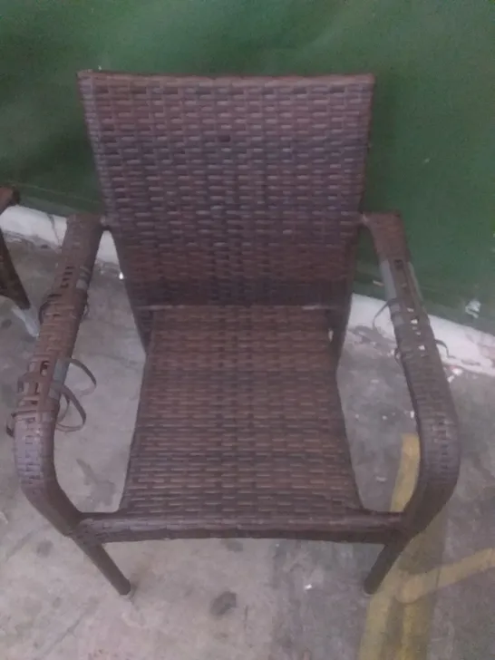 X4 RATTAN EFFECT GARDEN CHAIRS BROWN