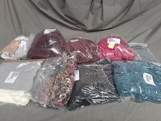 BOX OF ASSORTED CLOTHING ITEMS TOO INCLUDE COATS , TOPS, AND TROUSERS   ETC. 