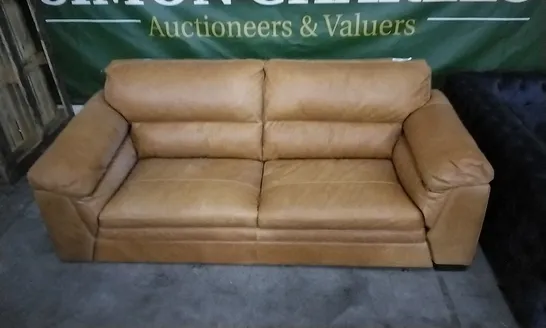 QUALITY RUST LEATHER 3 SEATER SOFA 