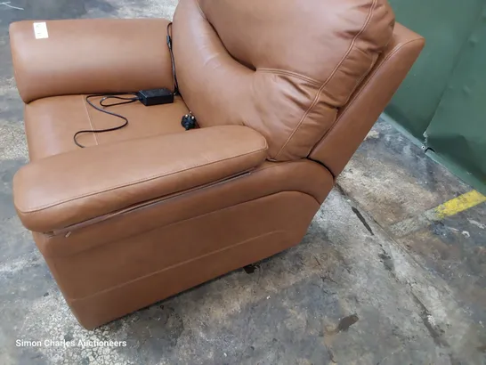 QUALITY BRITISH DESIGNER G PLAN WASHINGTON POWER RECLINING EASY CHAIR DALLAS TAN LEATHER 