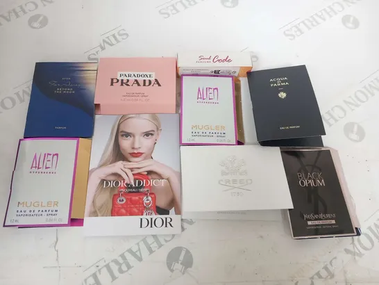 LARGE QUANTITY OF ASSORTED COSMETICS SAMPLES TO INCLUDE; PRADA, DIOR, MUGLER AND YVES SAINT LAURENT