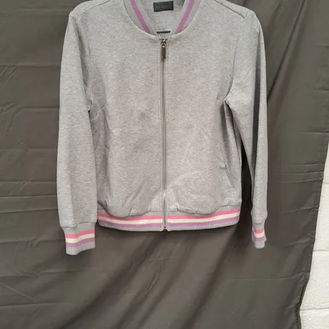 RUTH LANGSFORD LADIES ZIP UP TOP WITH PINK TRIM SIZE 10