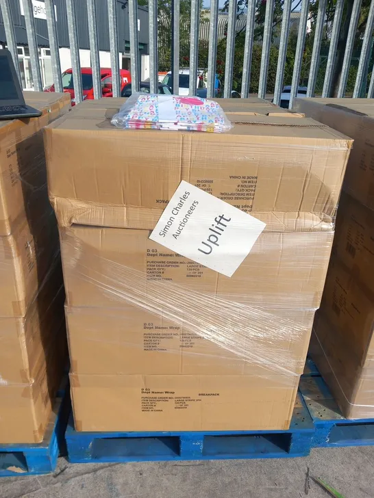 PALLET OF APPROXIMATELY 12 BOXES OF 120 PACKS OF LARGE STRIPE GIFT BAGS