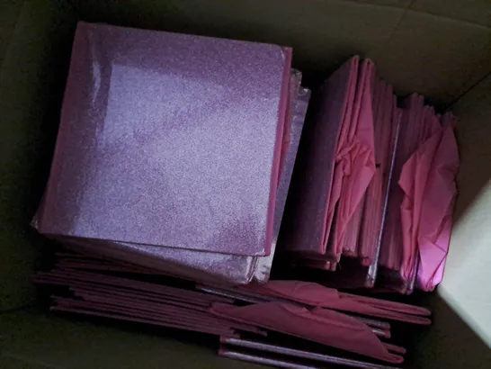 APPROXIMATELY 15 FOLDING STORAGE BOX PINK GLITTER 