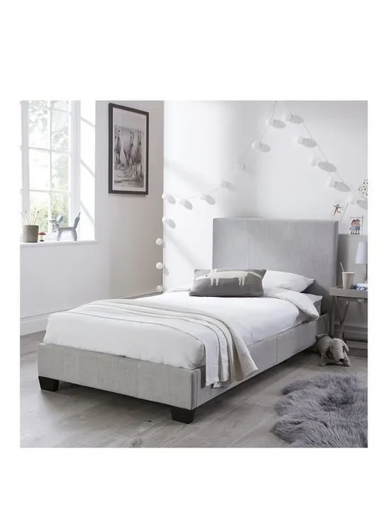 BOXED RILEY FABRIC SINGLE BED FRAME - GREY (1 BOX) [COLLECTION ONLY]