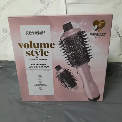 BOXED REVAMP PROFESSIONAL VOLUME AND STYLE 1200W BLOW DRY BRUSH INNOVATIVE ALL IN ONE VOLUMISING STYLER