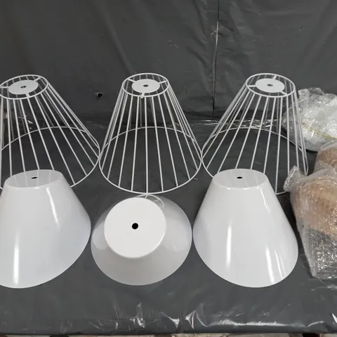 SET OF 3 BIRDCAGE EFFECT LIGHT PENDANTS 