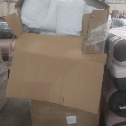 PALLET OF ASSORTED BEDDING ITEMS IN LARGE AMOUNT TO INCLUDE PILLOWS, DUVETS, AND WEIGHTED BLANKED ETC.