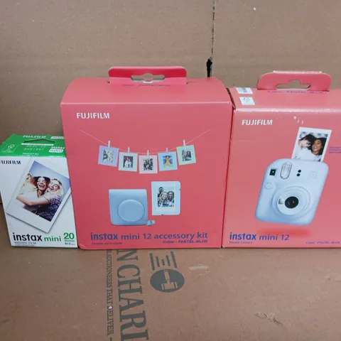 FUJIFILM INSTAX MINI 12 INSTANT CAMERA KIT INC CASE, PHOTO ALBUM, HANGING CARDS & PEGS