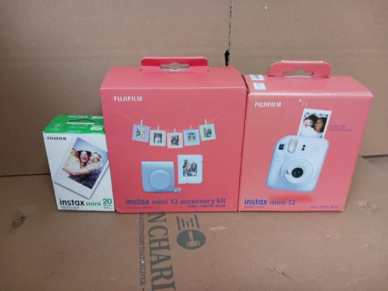 FUJIFILM INSTAX MINI 12 INSTANT CAMERA KIT INC CASE, PHOTO ALBUM, HANGING CARDS & PEGS