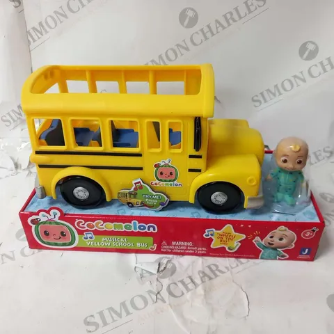 FOUR BRAND NEW BOXED COCOMELON MUSICAL YELLOW SCHOOL BUS