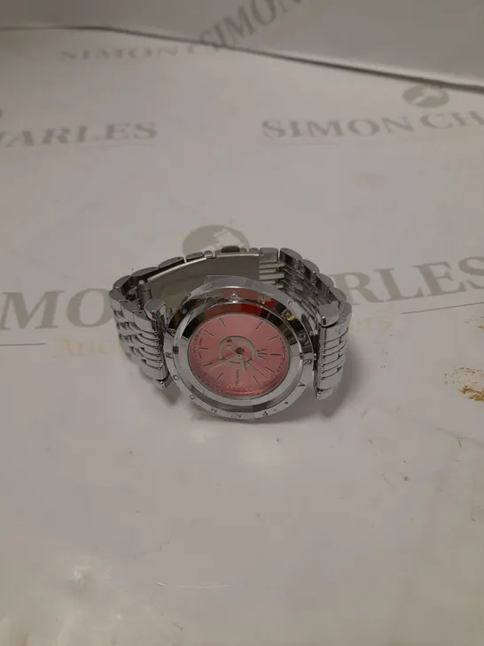 PANDORA STAINLESS STEEL PINK FACE BRACELET WATCH 