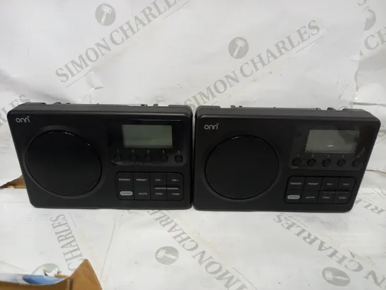 BOX OF 2 ONN PORTABLE AM/FM RADIOS