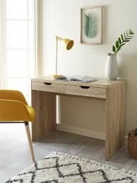 BOXED ASPEN DESK IN OAK - COLLECTION ONLY