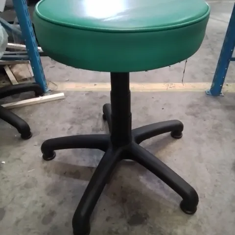 SIX HEIGHT ADJUSTABLE EXAMINATION STOOLS GREEN PU SEAT PADS