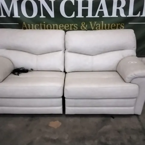 QUALITY BRITISH DESIGNED & MANUFACTURED G PLAN CREAM LEATHER ELECTRIC RECLINING 3 SEATER SOFA