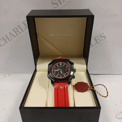  LIMITED EDITION SWAN & EDGAR HAND ASSEMBLED EXUBERANT AUTOMATIC RED WATCH