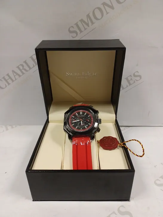  LIMITED EDITION SWAN & EDGAR HAND ASSEMBLED EXUBERANT AUTOMATIC RED WATCH RRP £175