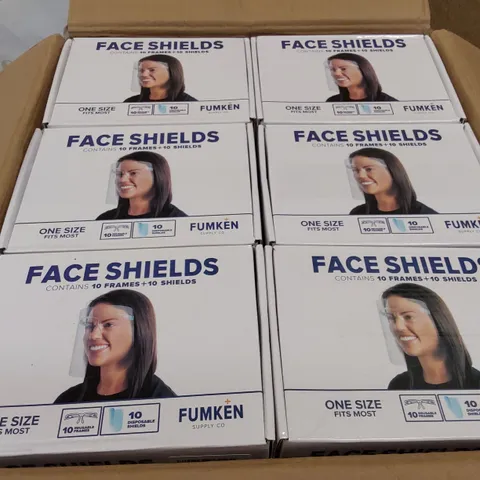 BOX OF APPROXIMATELY 30X 10PCS BRAND NEW FACE SHIELDS (1 BOX)