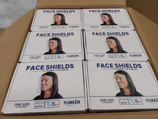 BOX OF APPROXIMATELY 29X 10PCS BRAND NEW FACE SHIELDS (1 BOX)