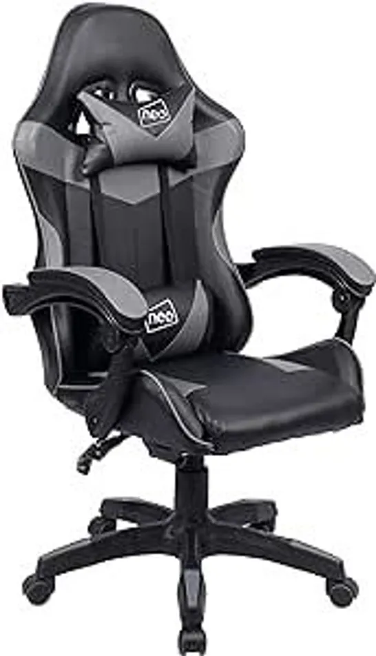 BOXED NEO FAUX LEATHER GAMING CHAIR - BLACK/GREY (1 BOX)