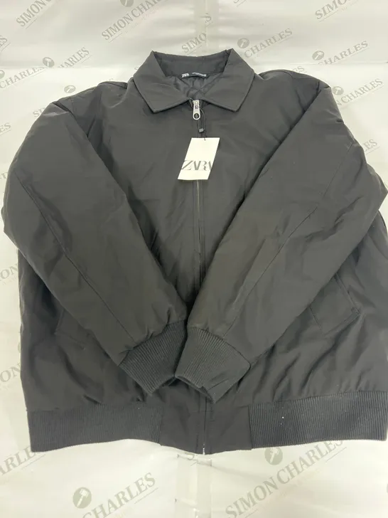 ZARA COLLARED PADDED JACKET IN BLACK SIZE XL