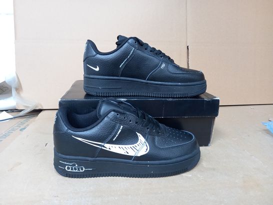 PAIR OF TRAINERS IN THE STYLE OF NIKE AIR FORCE 1 WITH ADDITIONAL LETTERING, UK SIZE 7.5