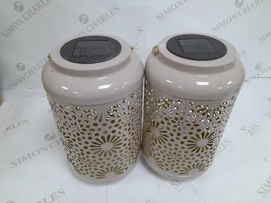  GARDEN REFLECTIONS SET OF 2 PATTERNED SOLAR LANTERNS