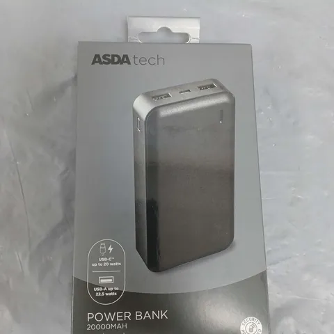 BOXED LOT OF 4 ASDA TECH 20,000MAH POWER BANKS