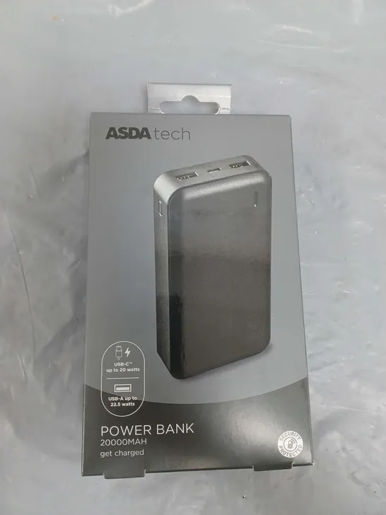 BOXED LOT OF 4 ASDA TECH 20,000MAH POWER BANKS