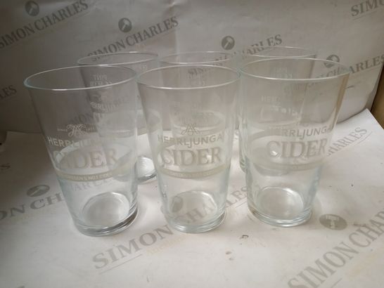 LOT OF 6 HERRLJUNGA CIDER PINT GLASSES