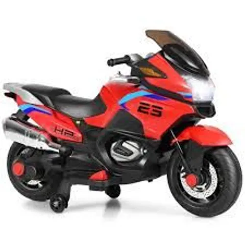 BOXED COSTWAY 12V ELECTRIC BATTERY POWERED RIDE ON MOTORCYCLE WITH TRAINING WHEELS - RED