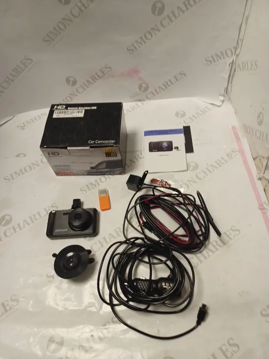 BOXED FULL HD 1080P VEHICLE BLACKBOX DVR WITH MOUNT, POWER ADAPTOR, CABLES, USB STICK AND MANUAL